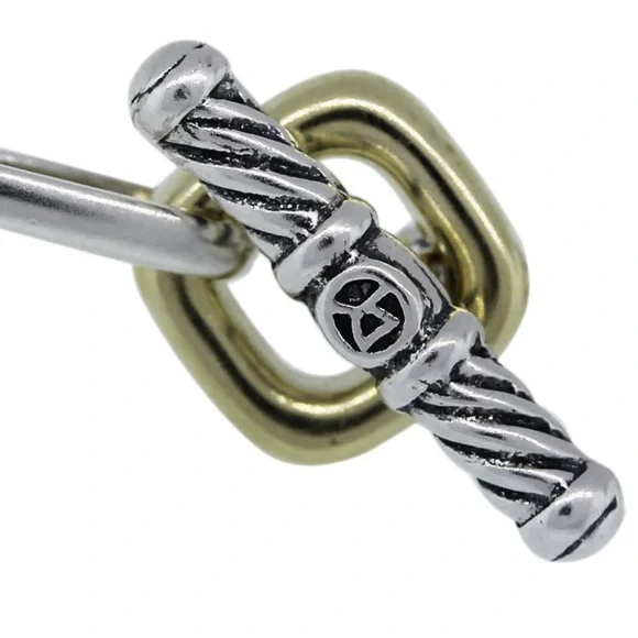 David Yurman Sterling Silver and 18k Gold Figaro Chain Necklace - Picture 3 of 7